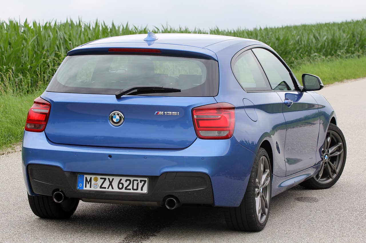 2012 BMW M135i rear 3/4 view