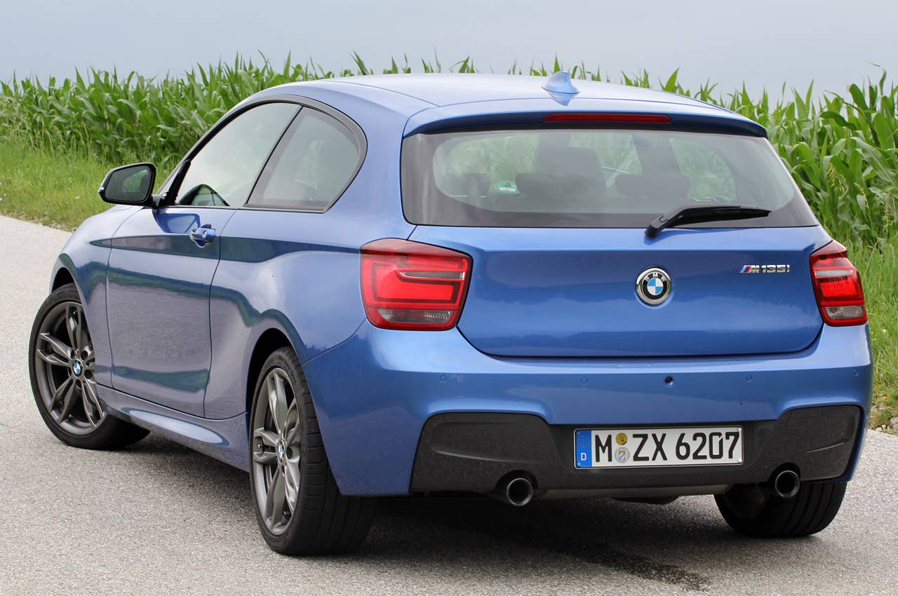 2012 BMW M135i rear 3/4 view