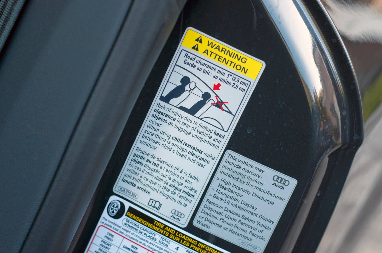 2011 Audi TT 2.0 Quattro Coupe warning label