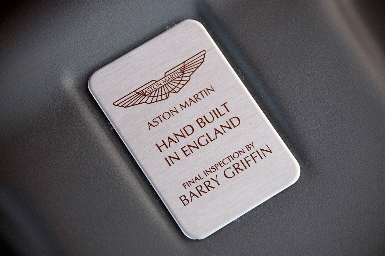 2012 Aston Martin Virage engine plaque