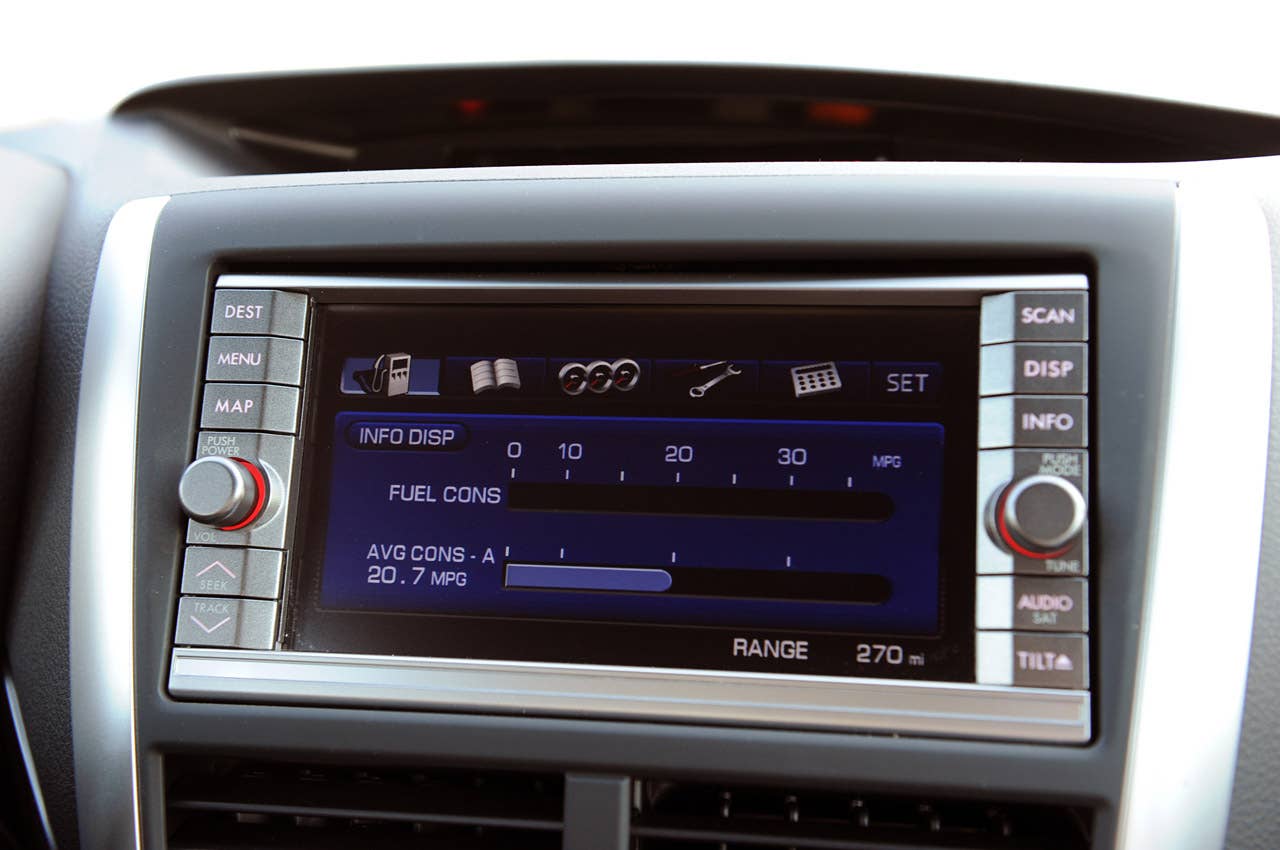 2011 Subaru Impreza WRX STI fuel economy display