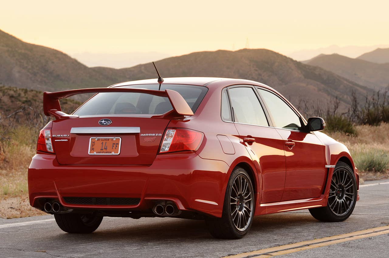 2011 Subaru Impreza WRX STI rear 3/4 view
