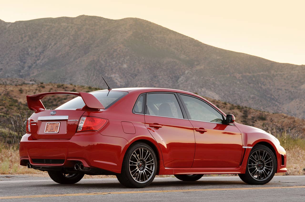 2011 Subaru Impreza WRX STI rear 3/4 view