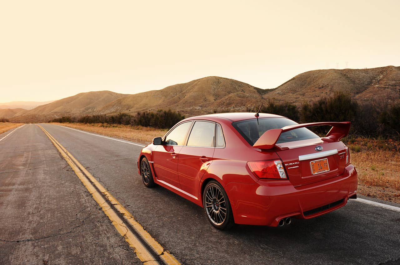 2011 Subaru Impreza WRX STI rear 3/4 view