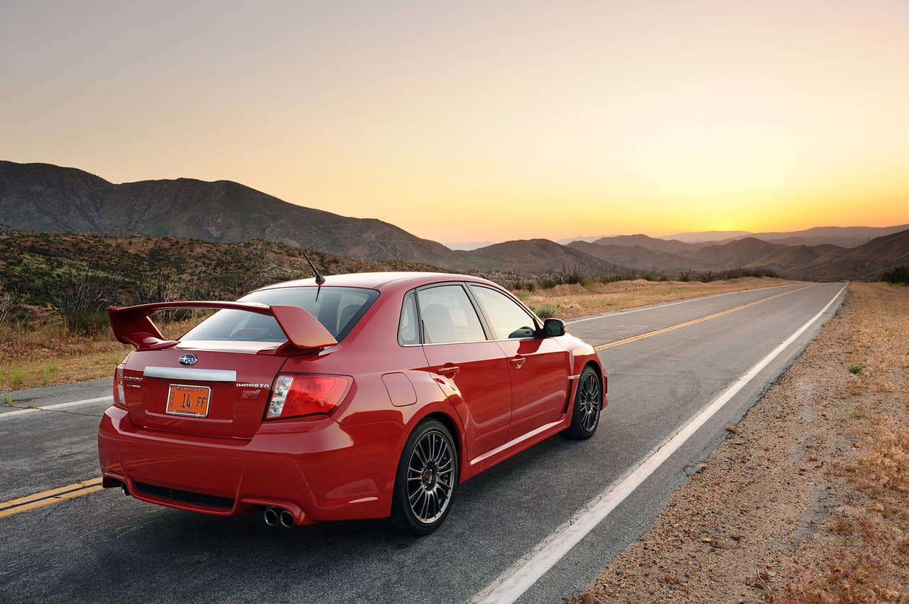 2011 Subaru Impreza WRX STI rear 3/4 view