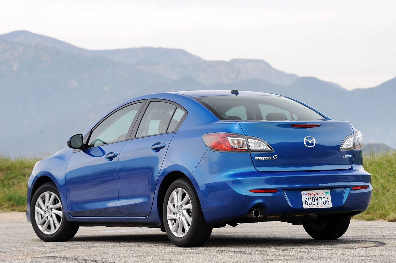 2012 Mazda3 Skyactiv rear 3/4 view