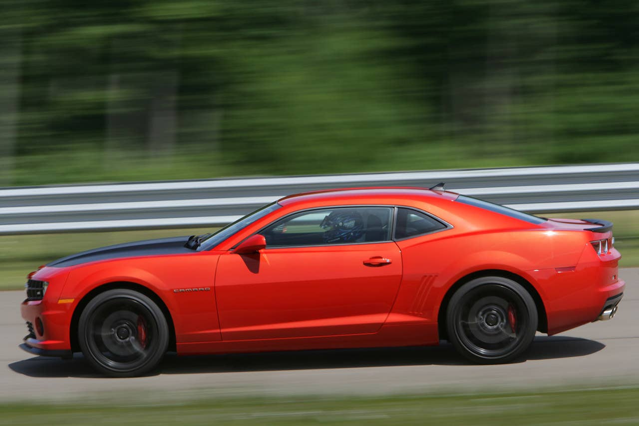 For 2013, Camaro is available with the 1LE performance package, inspired by road racing. Offered on SS coupes with manual transmissions, the 1LE package features unique gearing, suspension tuning, and tires, the Camaro 1LE is capable of more than 1 g of lateral acceleration, and lapping the Virginia International Raceway's Grand Course in under three minutes.