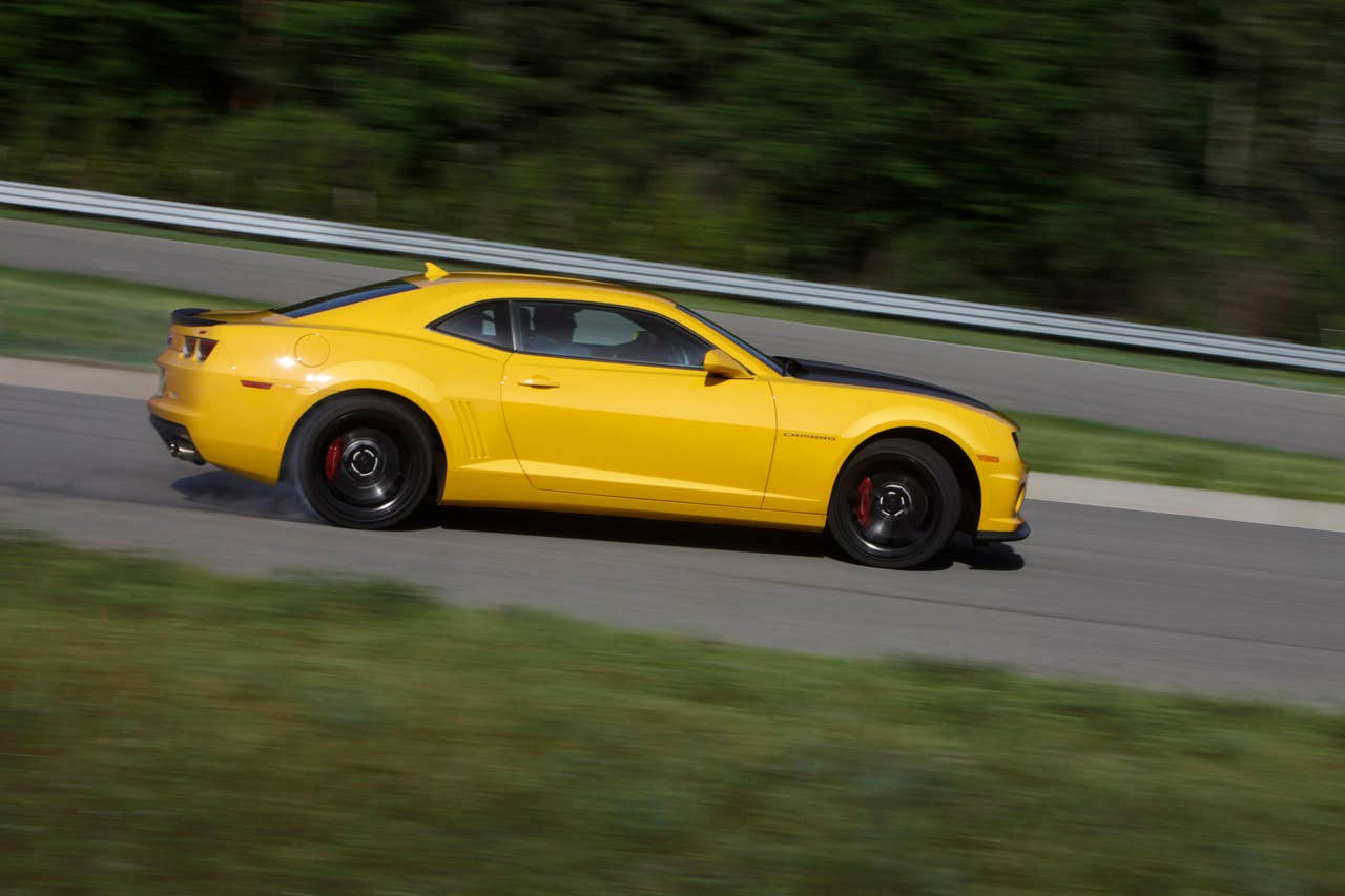 For 2013, Camaro is available with the 1LE performance package, inspired by road racing. Offered on SS coupes with manual transmissions, the 1LE package features unique gearing, suspension tuning, and tires, the Camaro 1LE is capable of more than 1 g of lateral acceleration, and lapping the Virginia International Raceway's Grand Course in under three minutes.