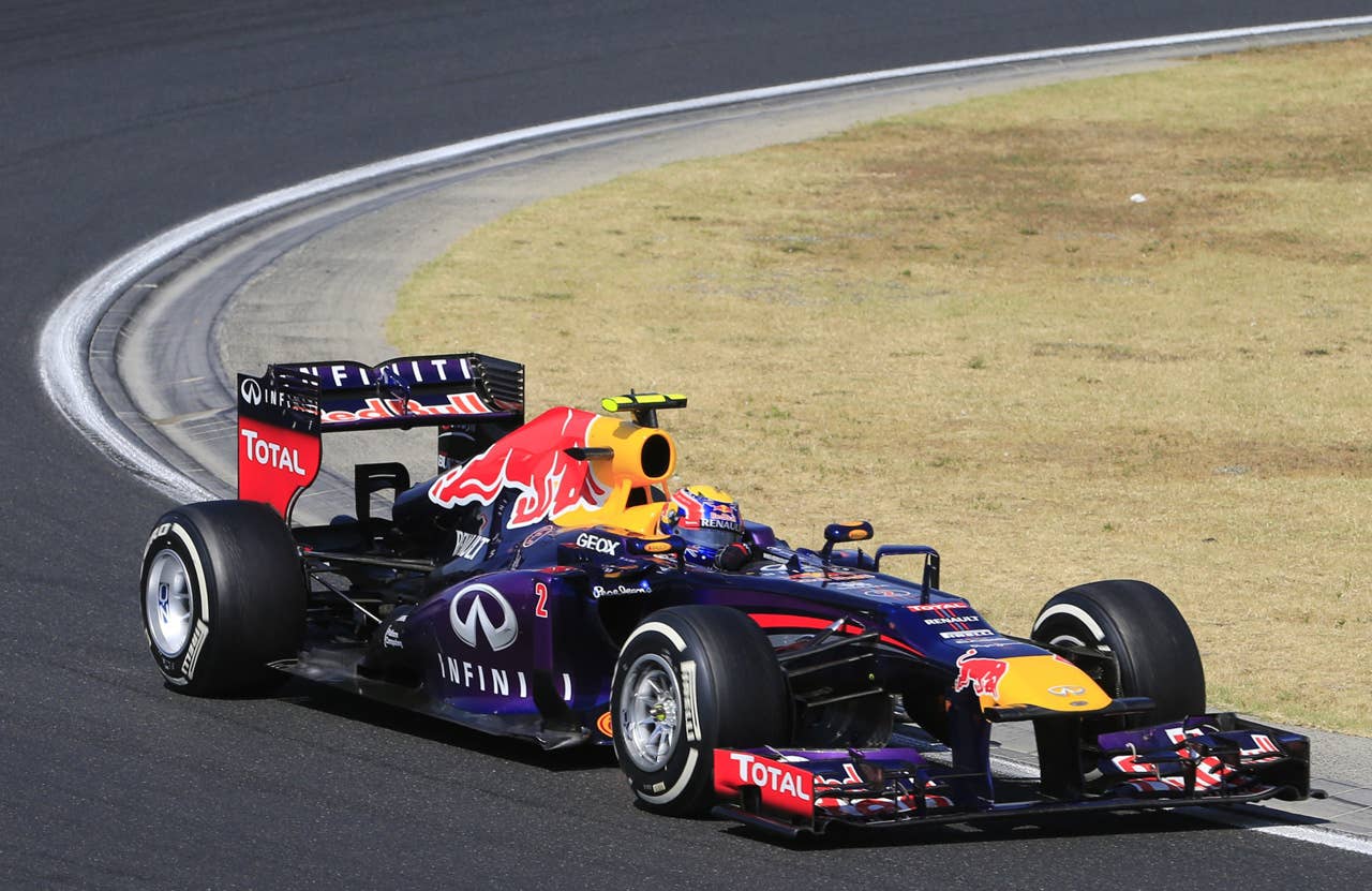 Red Bull Racing's Australian driver Mark Webber  drives at the Hungaroring circuit in Budapest on July 28, 2013 during the Hungarian Formula One Grand Prix. AFP PHOTO / ALEXANDER KLEINALEXANDER KLEIN/AFP/Getty Images
