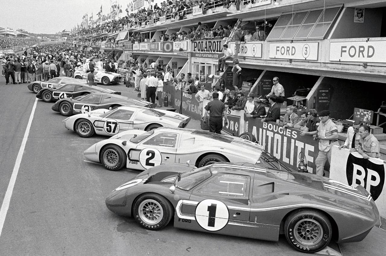 24 Hours of LeMans, LeMans, France, 1967. Ford Mark IV cars pre-race. CD#0054-3221-1054-1.