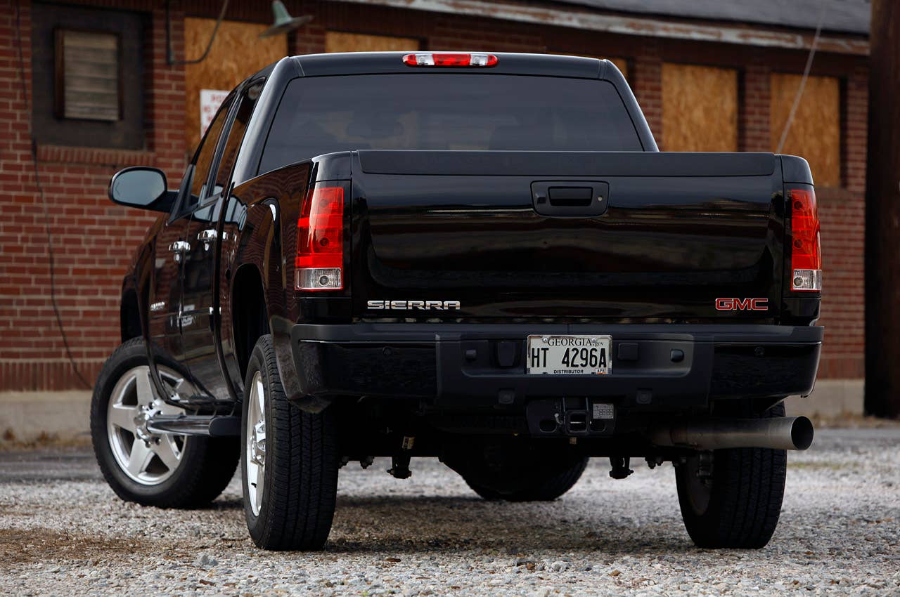 2011 GMC Sierra Denali rear 3/4 view