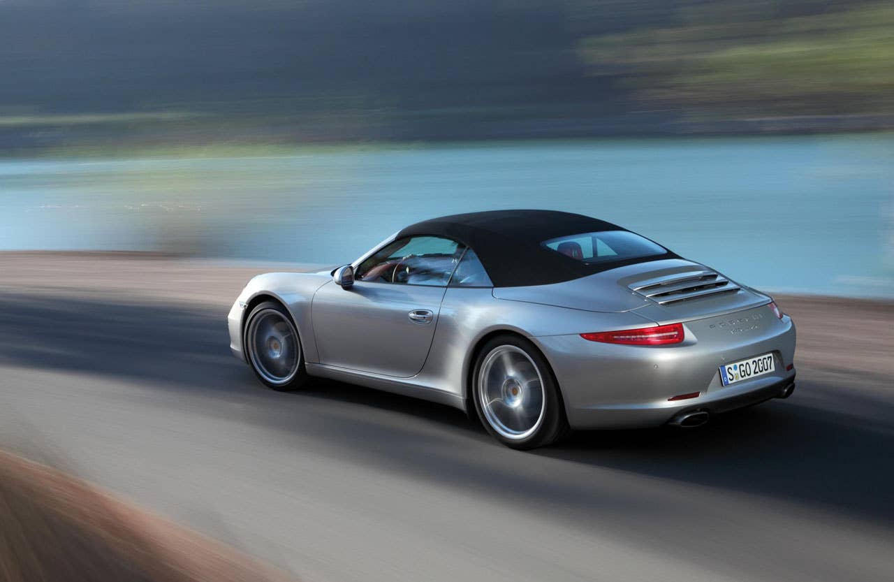 2012 Porsche 911 Carrera Cabriolet rear 3/4 with the top up