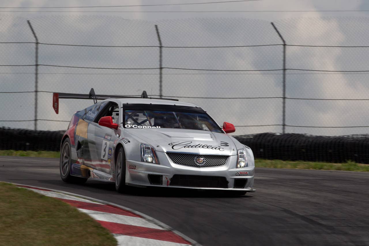 Cadillac Racing, SCCA Pro Racing World Challenge, Mid-Ohio Sports Car Course, Lexington, Ohio, August 5-7, 2011. CTS-V #3 driven by Johnny O'Connell to first place in the second race of the double-header weekend, CTS-V #8 driven by Andy Pilgrim to sixth place in the second race (Richard Prince/Cadillac Racing Photo).