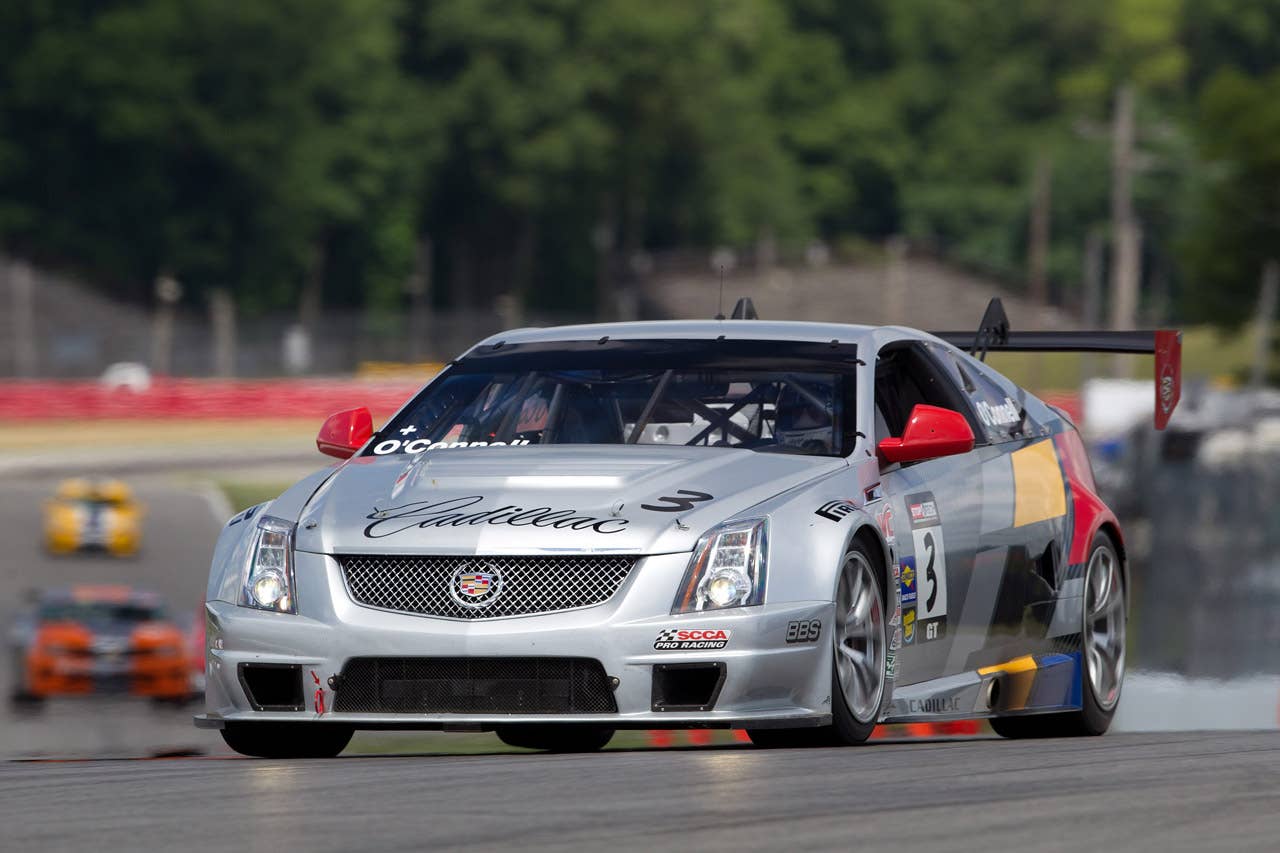 Cadillac Racing, SCCA Pro Racing World Challenge, Mid-Ohio Sports Car Course, Lexington, Ohio, August 5-7, 2011. CTS-V #3 driven by Johnny O'Connell to first place in the second race of the double-header weekend, CTS-V #8 driven by Andy Pilgrim to sixth place in the second race (Richard Prince/Cadillac Racing Photo).