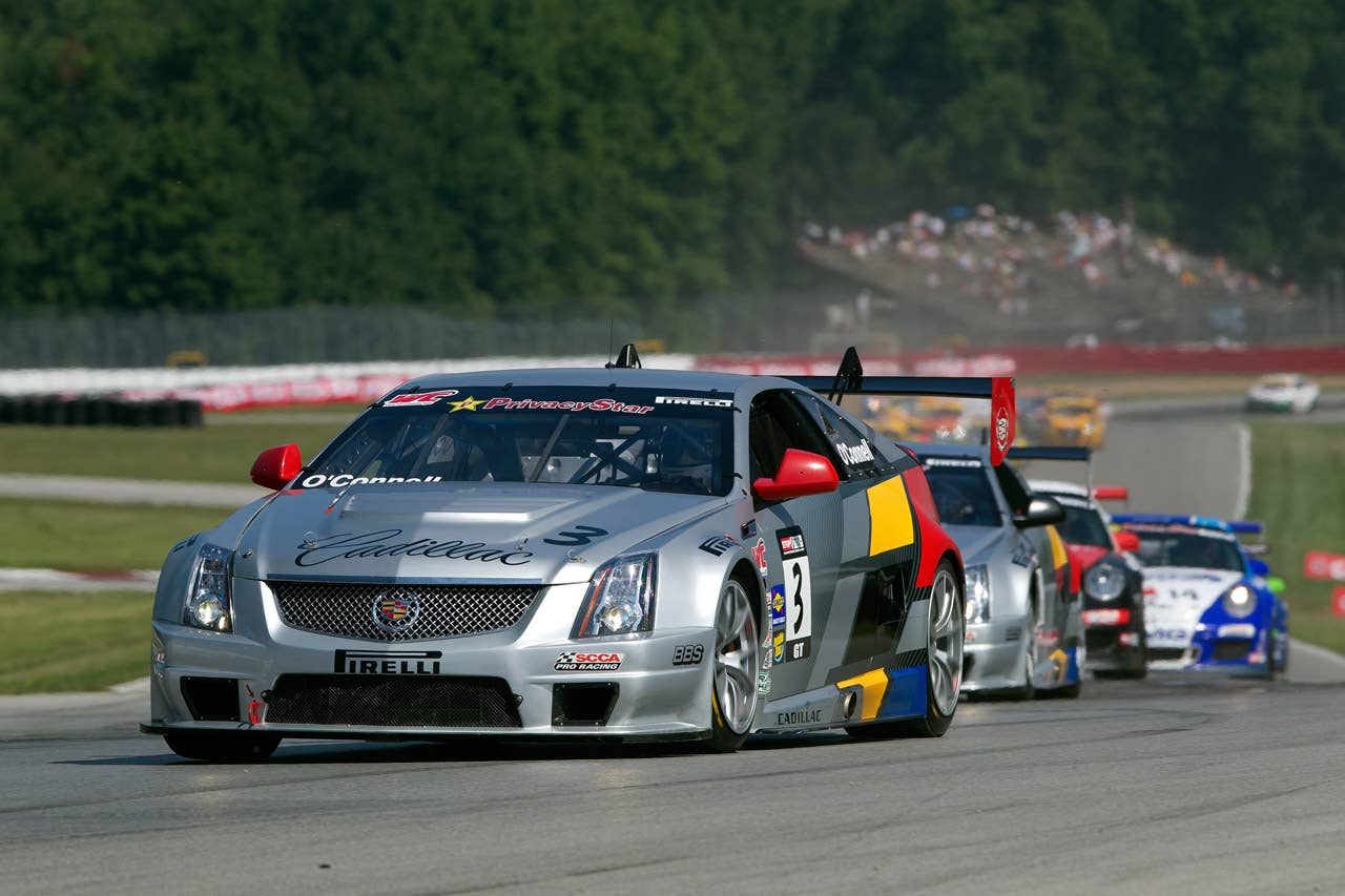 Cadillac Racing, SCCA Pro Racing World Challenge, Mid-Ohio Sports Car Course, Lexington, Ohio, August 5-7, 2011. CTS-V #3 driven by Johnny O'Connell to first place in the second race of the double-header weekend, CTS-V #8 driven by Andy Pilgrim to sixth place in the second race (Richard Prince/Cadillac Racing Photo).