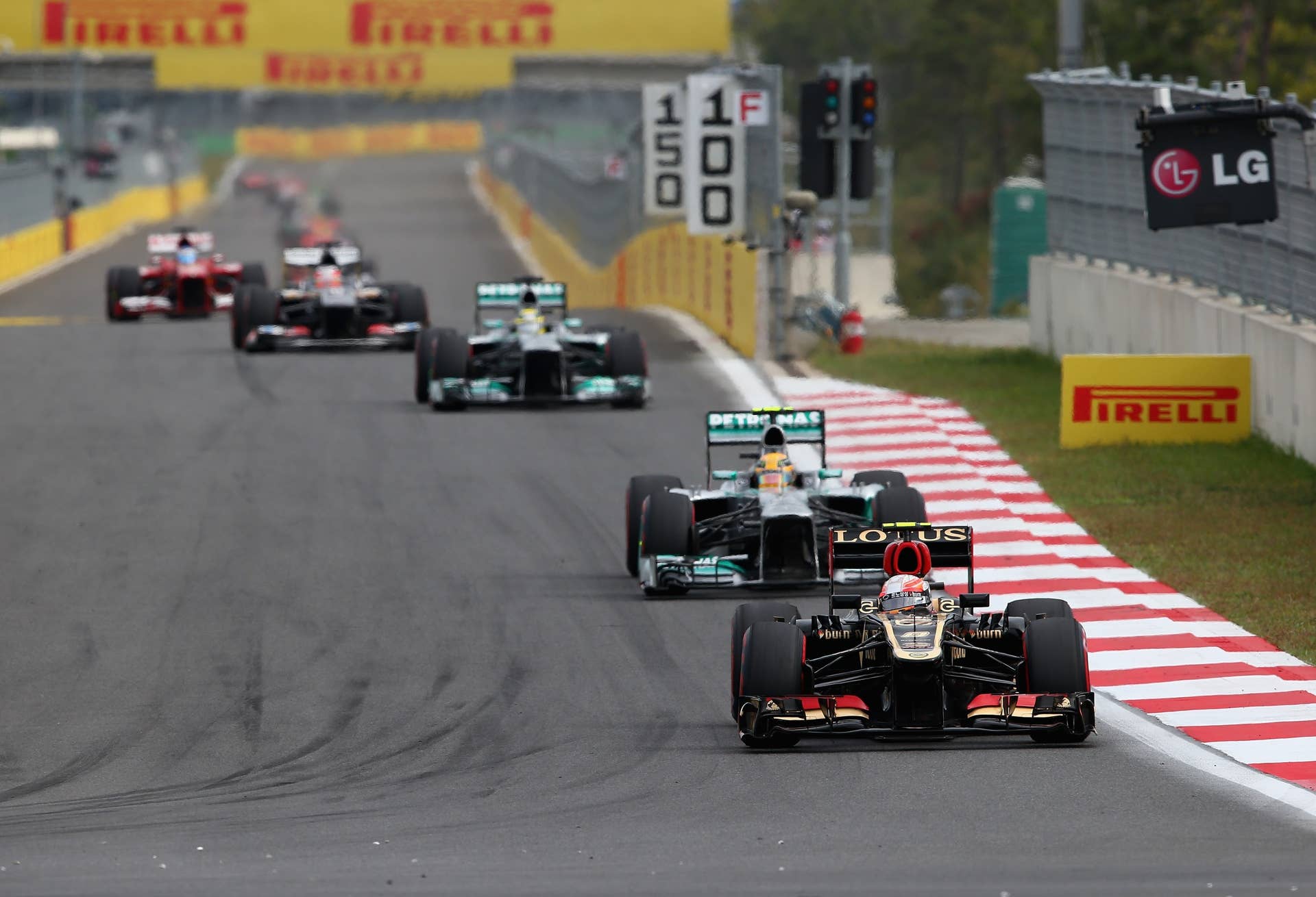 YEONGAM-GUN, SOUTH KOREA - OCTOBER 06:  Romain Grosjean of France and Lotus drives during the Korean Formula One Grand Prix at Korea International Circuit on October 6, 2013 in Yeongam-gun, South Korea.  (Photo by Clive Mason/Getty Images)