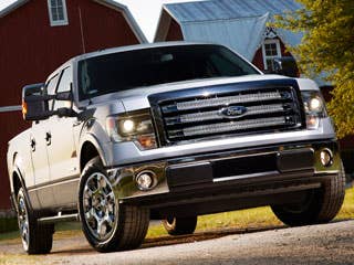 Ford toughens up the already beefy F-150 with a new set of grilles and front fascia for the 2013 model year. The look adopts more of the Super Duty front end, with the perforated grille and big lights. And about those lights…  They're not just headlamps, but rather High Intensity Discharge lamps that add a cleaner look to front end and better visibility while driving at night. The lighting upgrade pricing has not been announced yet, but that’s not all of the changes planned for the 2013 F-150.  Research the Ford F-150 Ford F-150 Photos & Information Ford F-150 Specs Ford F-150 Local Dealer Price Quote