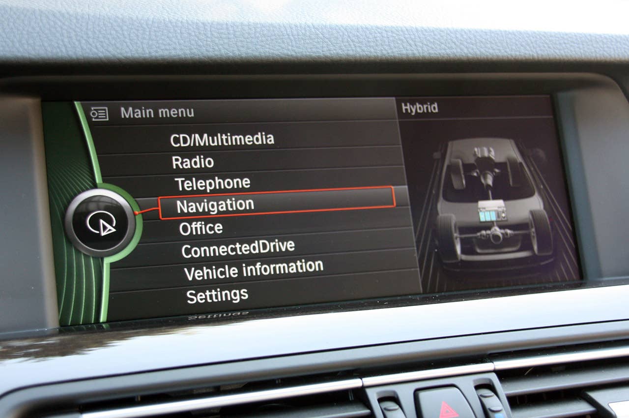 2013 BMW ActiveHybrid 5 multimedia system main menu display