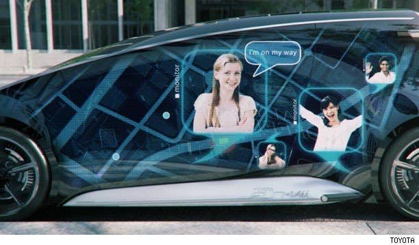 Toyota Fun-Vii concept shown with social features displayed on the car's exterior
