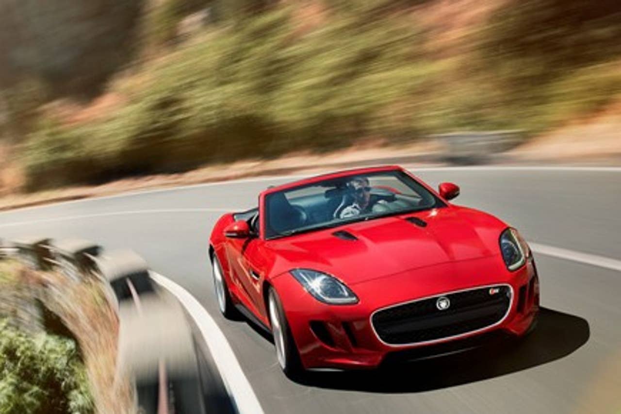 Jaguar F-Type leaked image front 3/4 driving
