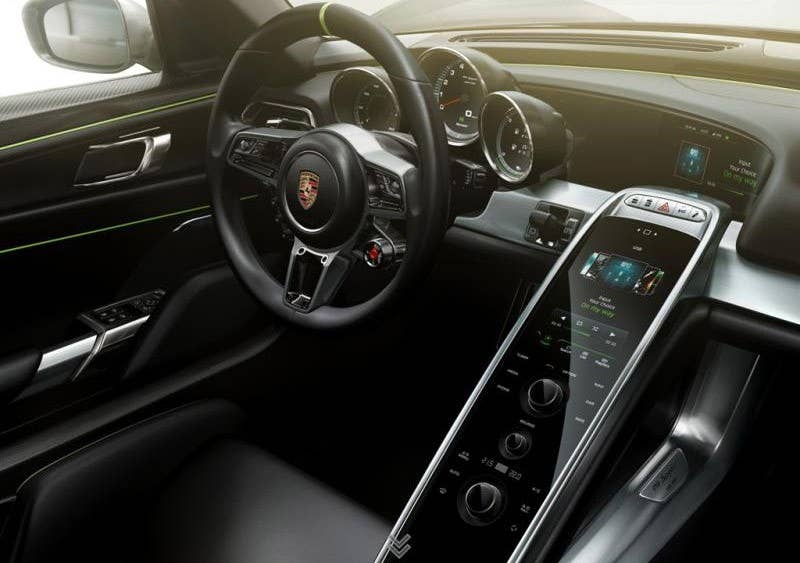 Porsche 918 Spyder brochure showing the interior
