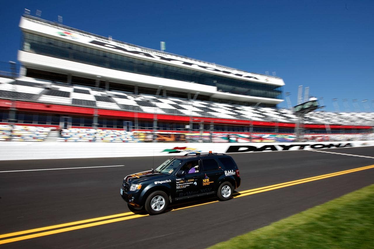 Mark Anthony Riccobono's blind lap at Daytona International Speedway on January 29, 2011 in Daytona Beach, Florida.