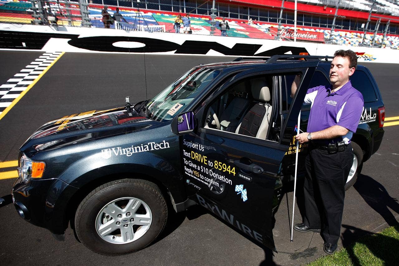 Mark Anthony Riccobono's blind lap at Daytona International Speedway on January 29, 2011 in Daytona Beach, Florida.