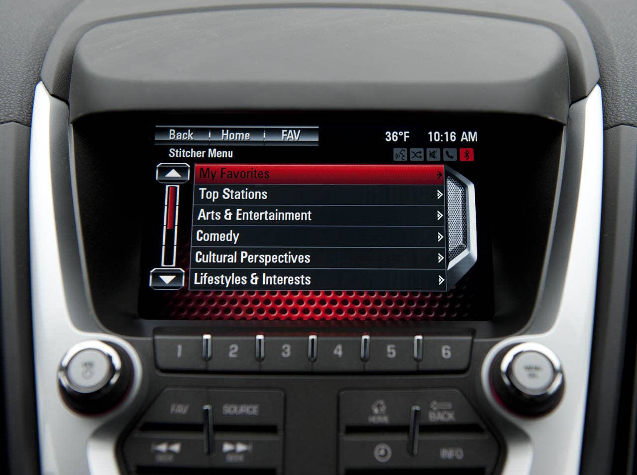 The 2012 GMC Terrain will be the first vehicle to offer GMC IntelliLink, which uses Bluetooth or USB to connect the drivers smartphone to Terrains new seven-inch, high-resolution, full-color touch screen display radio. IntelliLink allows smartphone control via voice activation and steering wheel-mounted controls, and streaming stereo audio from the phone through services like Pandora internet radio and Stitcher SmartRadio. Most importantly, IntelliLink enables seamless integration of stowed portable devices with Terrains infotainment system, allowing drivers to keep their hands on the wheel and eyes on the road. (GMC News Photo)