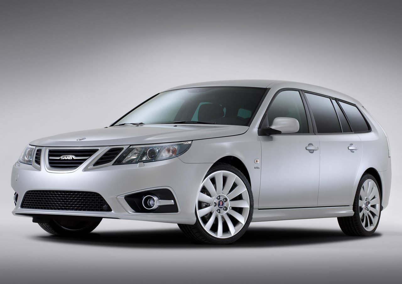 2012 Saab 9-3 SportCombi, front 3/4