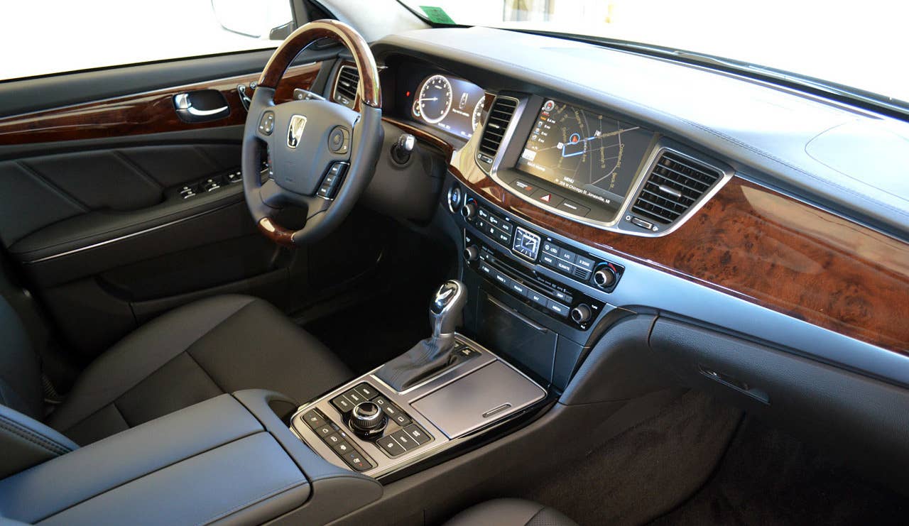 Sticker Price: $68,500 Invoice Price: N/A Fuel Economy: 24 mpg City, 30 mpg Highway  The exterior might be a little bland, but inside the Hyundai Equus is impressive. The dashboard is elegant, with high quality wood and other materials. The digital instrument panel and expanded infotaiment console screen are all greatly improved. The spacious and well appointed greenhouse is more in-step with the Equus' luxury car rivals such as the Audi A8 and BMW 7 Series.  Research the Hyundai Equus Ultimate  Hyundai Equus Overview Hyundai Equus Photos & Video Local Dealer Price Quote
