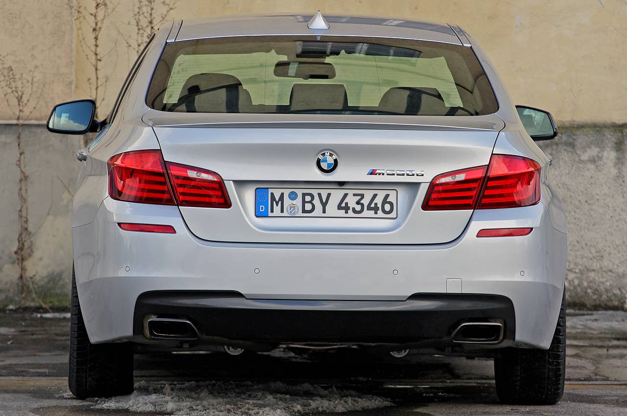 2012 BMW M550d xDrive rear view