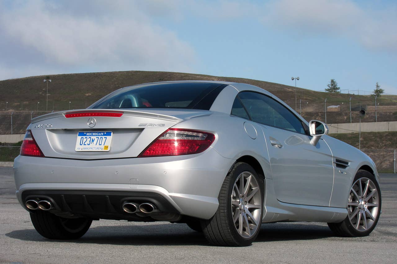 2012 Mercedes-Benz SLK55 AMG rear 3/4 view