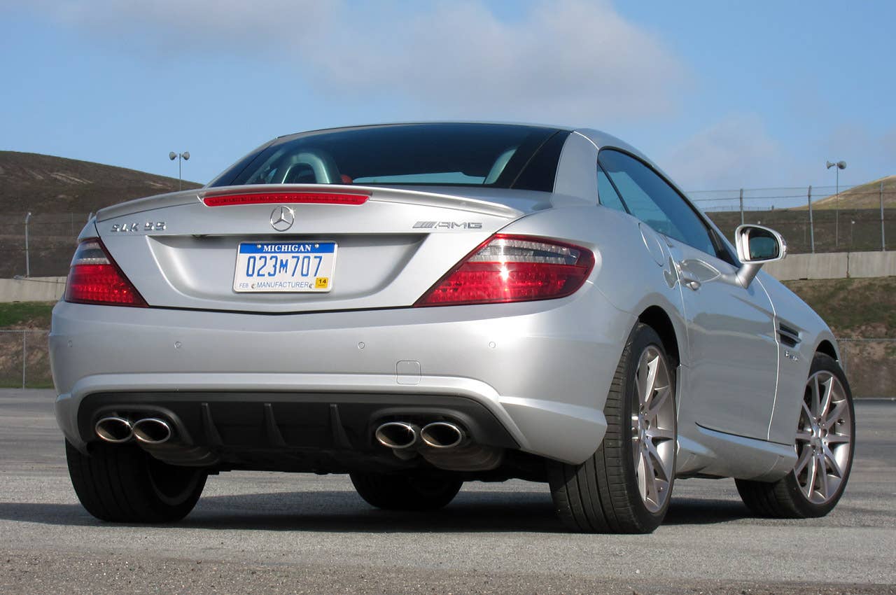 2012 Mercedes-Benz SLK55 AMG rear 3/4 view