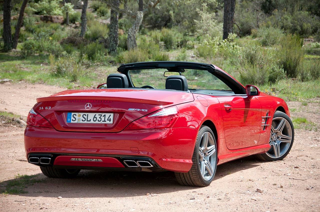 2013 Mercedes-Benz SL63 AMG rear 3/4 view