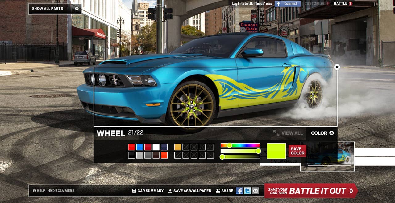 Ford is putting designing Mustangs back in the hands of enthusiasts with a new customizer website that features the 2012 Mustang. Ford has relaunched the site at www.fordvehicles.com/mustang to let Mustang enthusiasts take advantage of the classic design with limitless possibilities. The original customizer site featured the 2010 Mustang and generated the creation of more than 1 million cars. (9/15/2011)