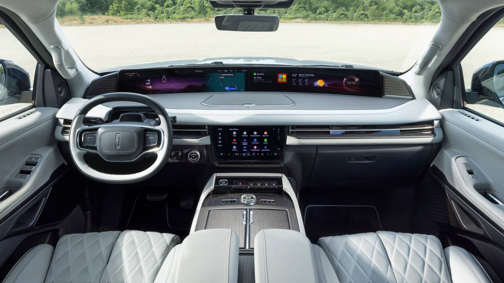 Preproduction model shown. Available Spring 2025. Amazon, Alexa, Prime Video, and all related marks are trademarks of Amazon.com, Inc. or its affiliates. Google, Google Assistant, Google Maps, and Google Play are trademarks of Google LLC. Apple CarPlay is a trademark of Apple Inc., registered in the U.S. and other countries. All other third-party products, company names, and logos are trademarks and remain the property of their respective owners.