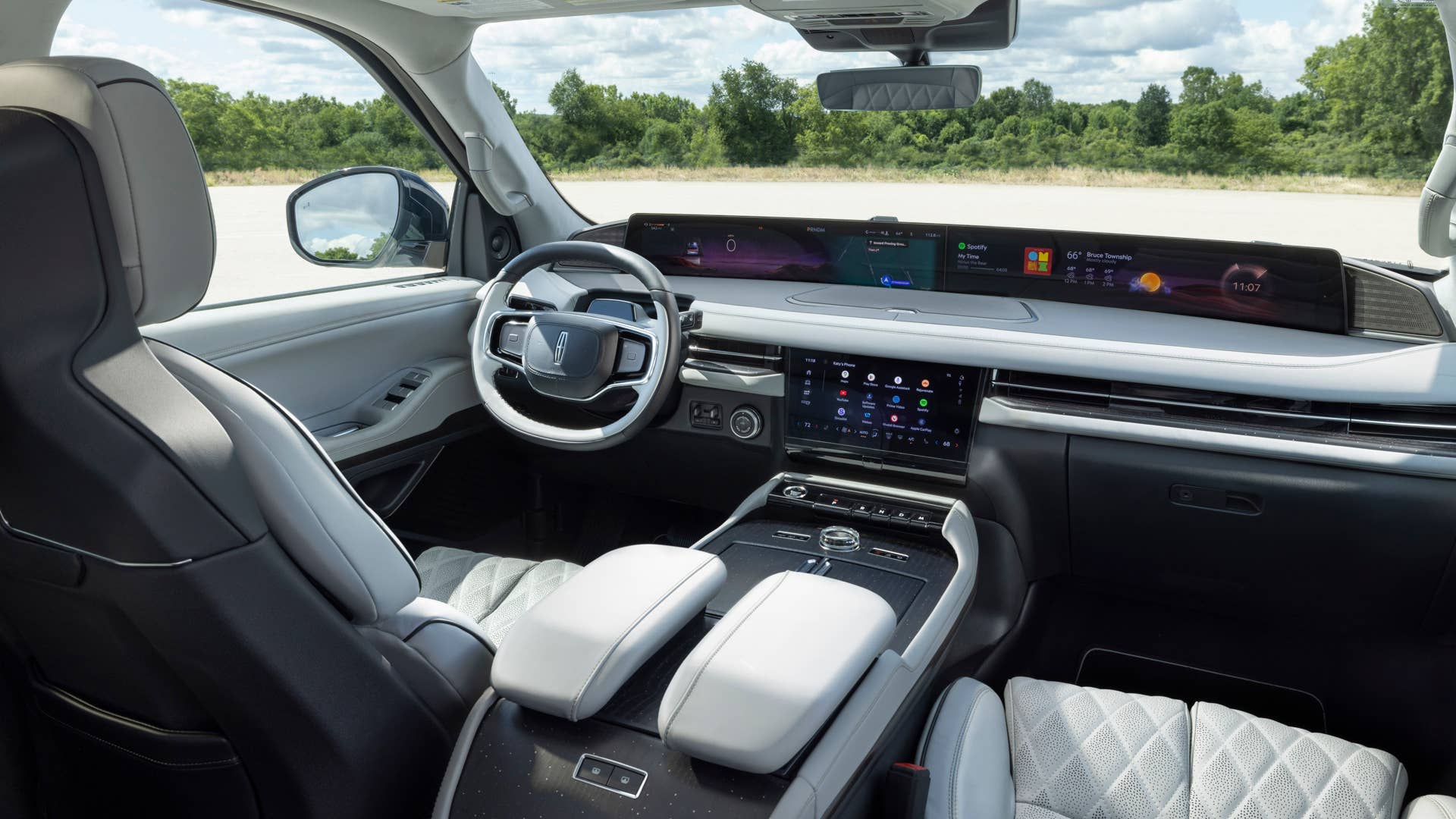 Preproduction model shown. Available Spring 2025. Amazon, Alexa, Prime Video, and all related marks are trademarks of Amazon.com, Inc. or its affiliates. Google, Google Assistant, Google Maps, and Google Play are trademarks of Google LLC. Apple CarPlay is a trademark of Apple Inc., registered in the U.S. and other countries. All other third-party products, company names, and logos are trademarks and remain the property of their respective owners.
