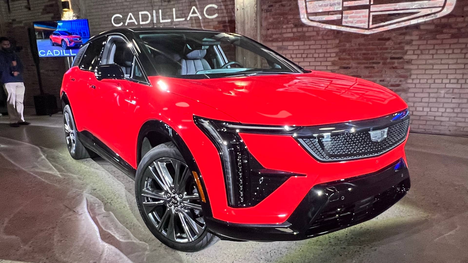 2025 Cadillac Optiq red front angled view