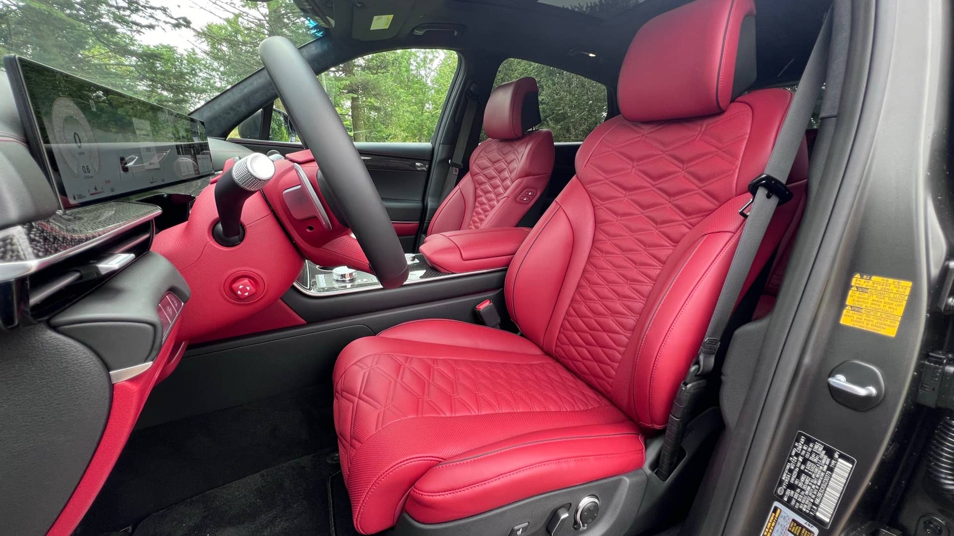 2025 Genesis GV80 Coupe red and black interior front seats