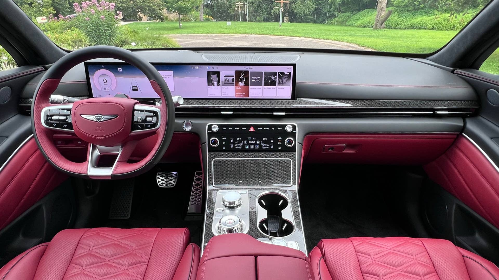 2025 Genesis GV80 Coupe red and black interior front cabin