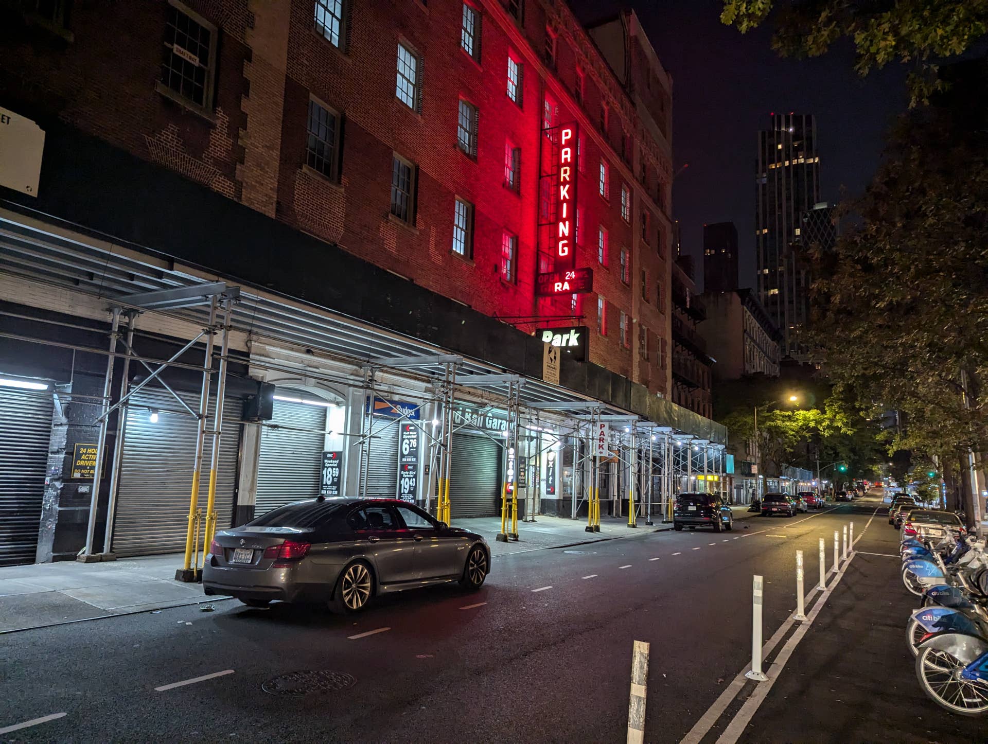 Chris's BMW in front of the Red Ball Garage