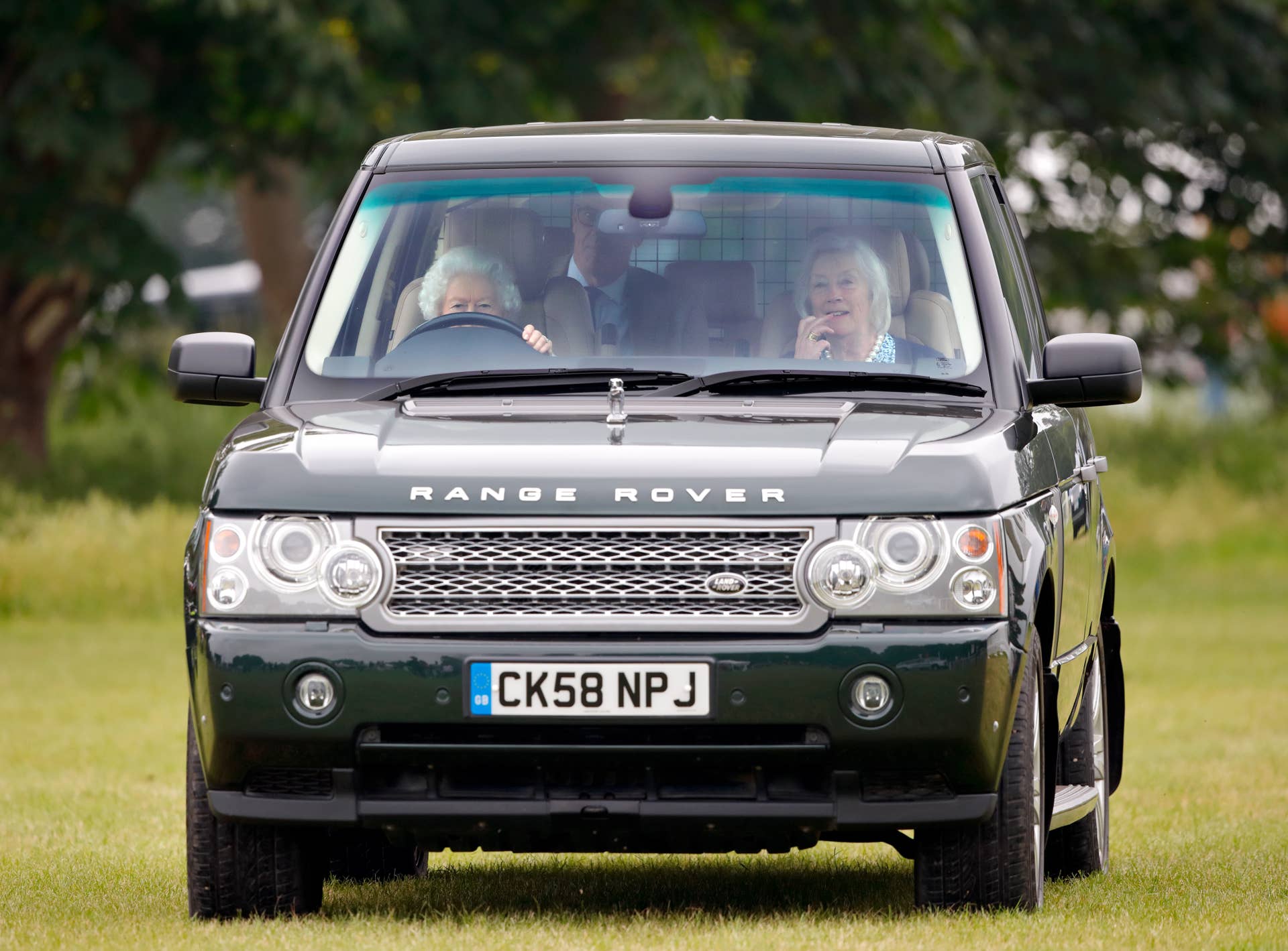 Queen Elizabeth II seen driving her Range Rover