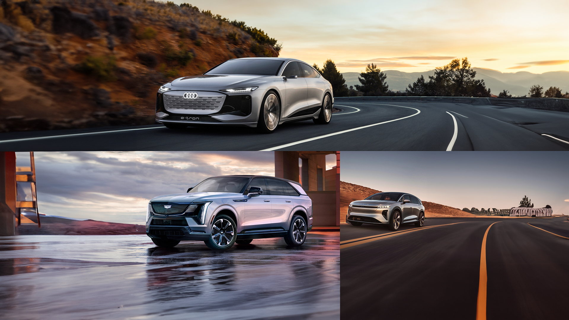 Cadillac Escalade IQ, Lucid Gravity and Audi A6 e-tron.