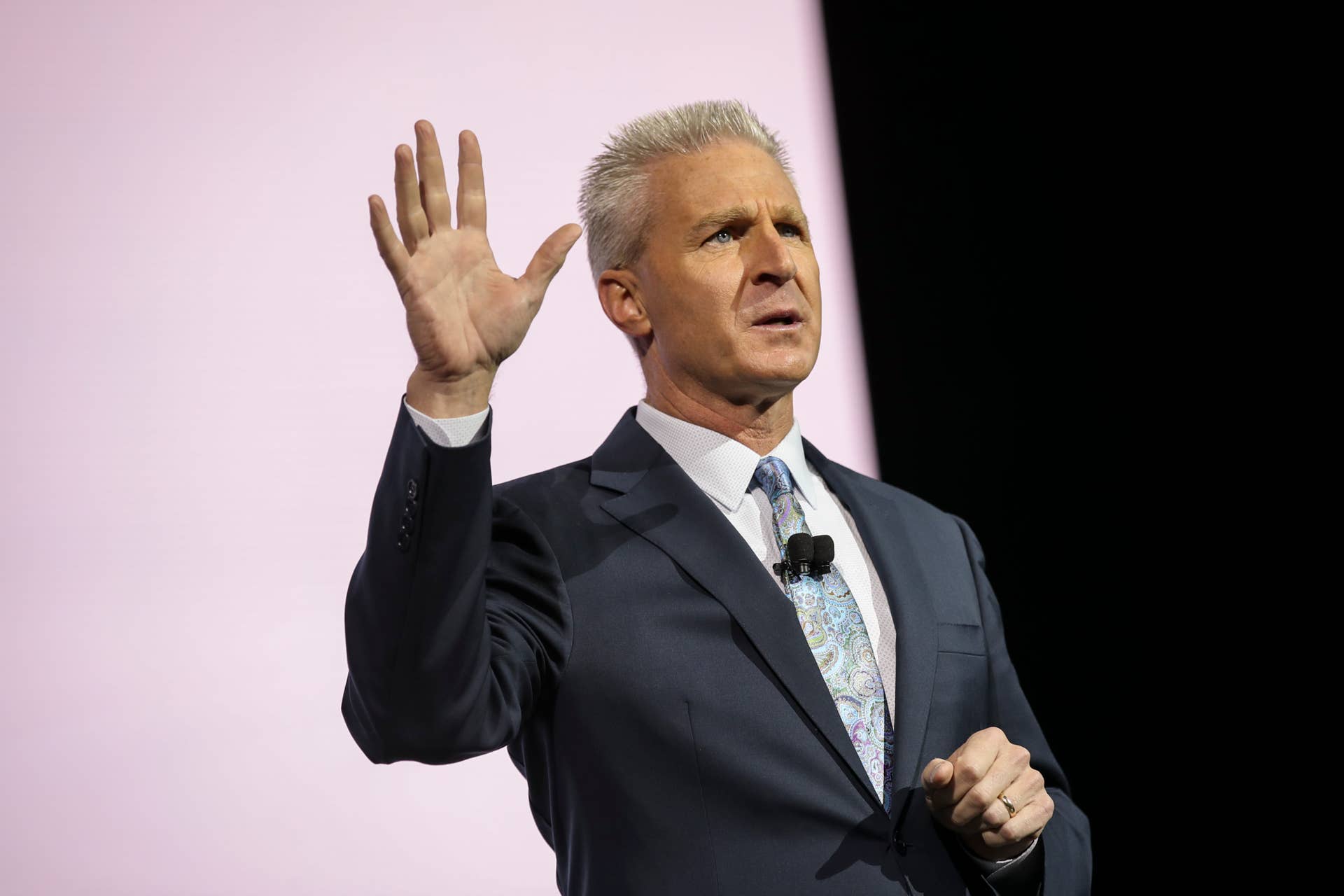 NEW YORK, NY - MARCH 28: Jack Hollis, group vice president and general manager of the Toyota Division at Toyota Motor North America (TMNA), speaks before unveiling the 2019 Toyota RAV4 and 2019 Toyota Corolla  at the New York International Auto Show, March 28, 2018 at the Jacob K. Javits Convention Center in New York City. SUVs and crossovers are expected to capture most of the attention at this year's show. Despite car sales declining for the first time in seven years in 2017, SUVs and crossovers remain a bright spot in the auto industry. The auto show opens to the public on March 30 and will run through April 8. (Photo by Drew Angerer/Getty Images)