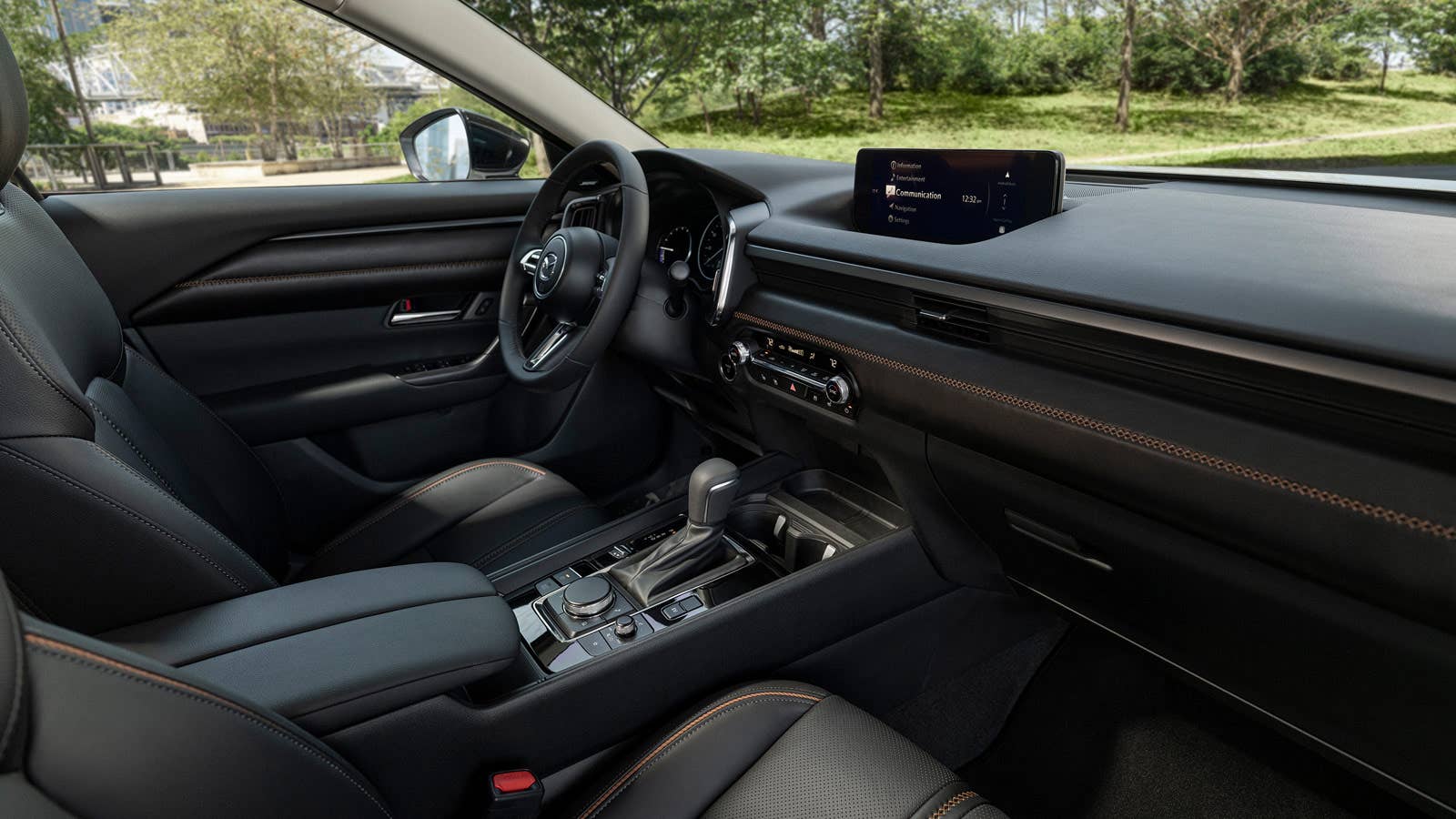 The Mazda CX-50 Hybrid's interior from the passenger seat