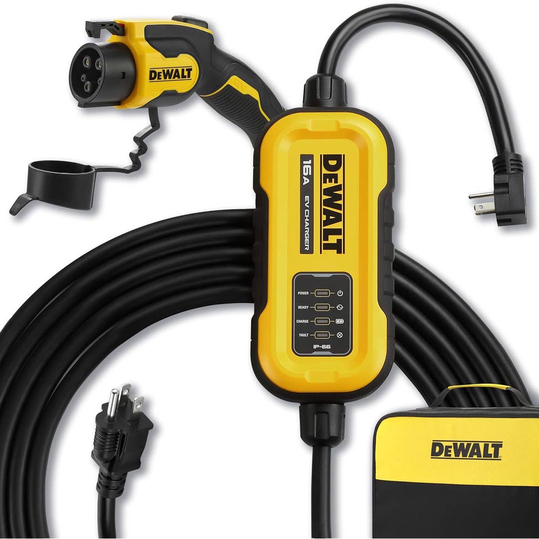 The DeWalt Level 1 & 2 Portable EV Charger is on sale right now at Amazon