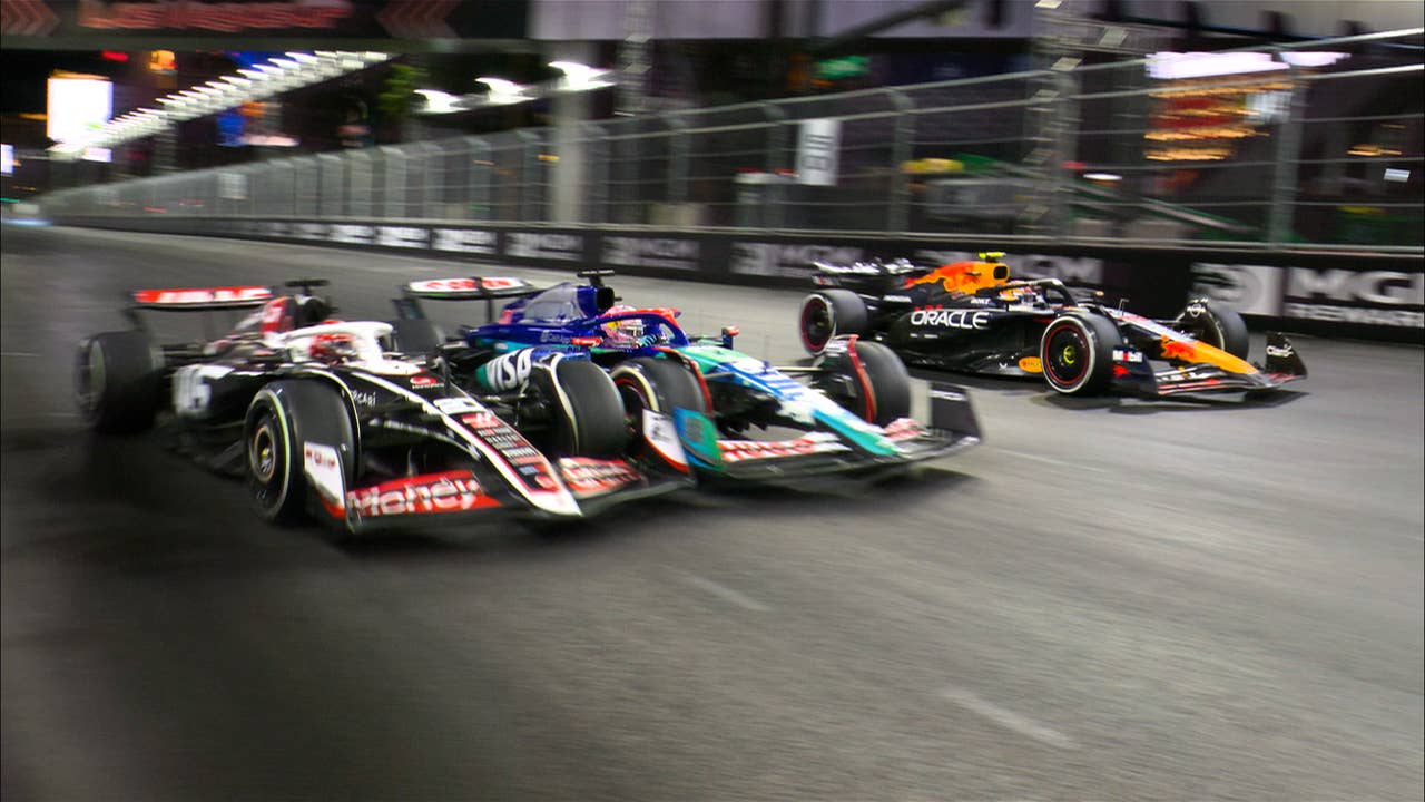 Sergio Perez's double overtake in Las Vegas