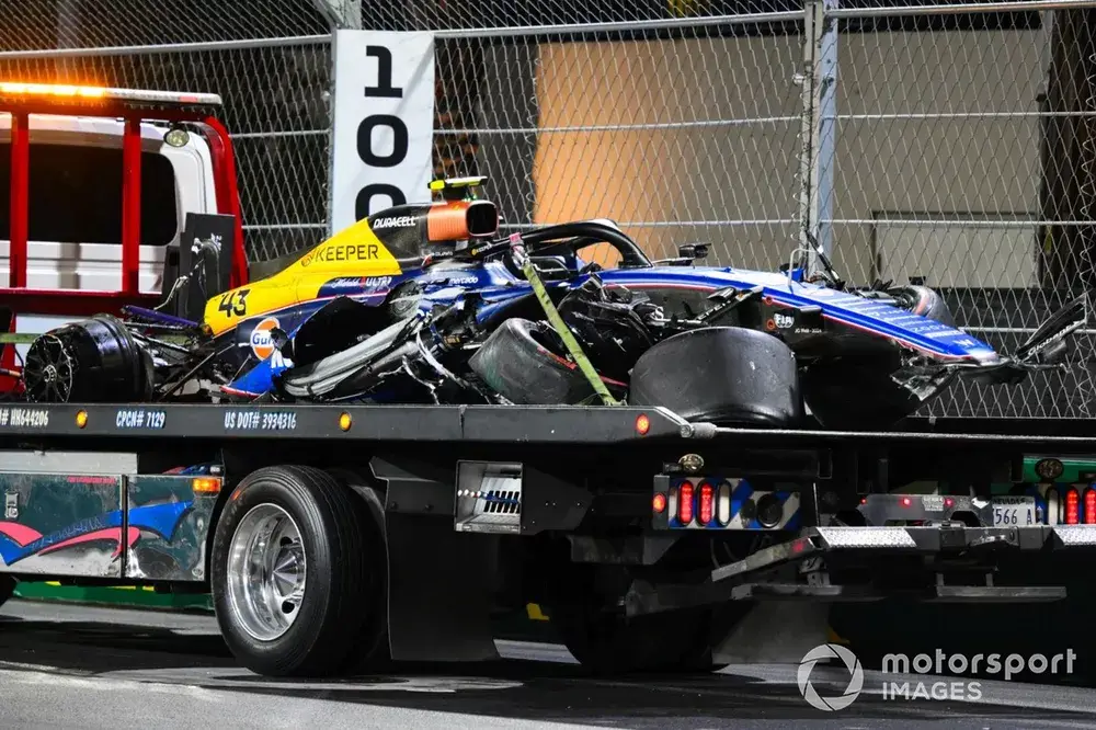 The damaged car of Franco Colapinto, Williams FW46