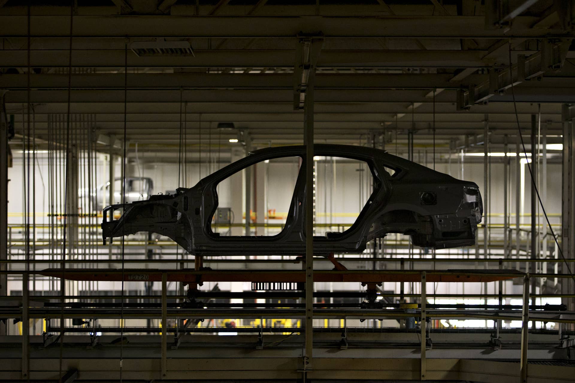 The body of a 2016 Nissan Motor Co. Altima mid-size vehicle moves on the assembly line at the company's North America manufacturing plant in Canton, Mississippi, U.S., on Thursday, Sept. 8, 2016. The U.S. Census Bureau is scheduled to release durable goods figures on September 28. Photographer: Daniel Acker/Bloomberg via Getty Images