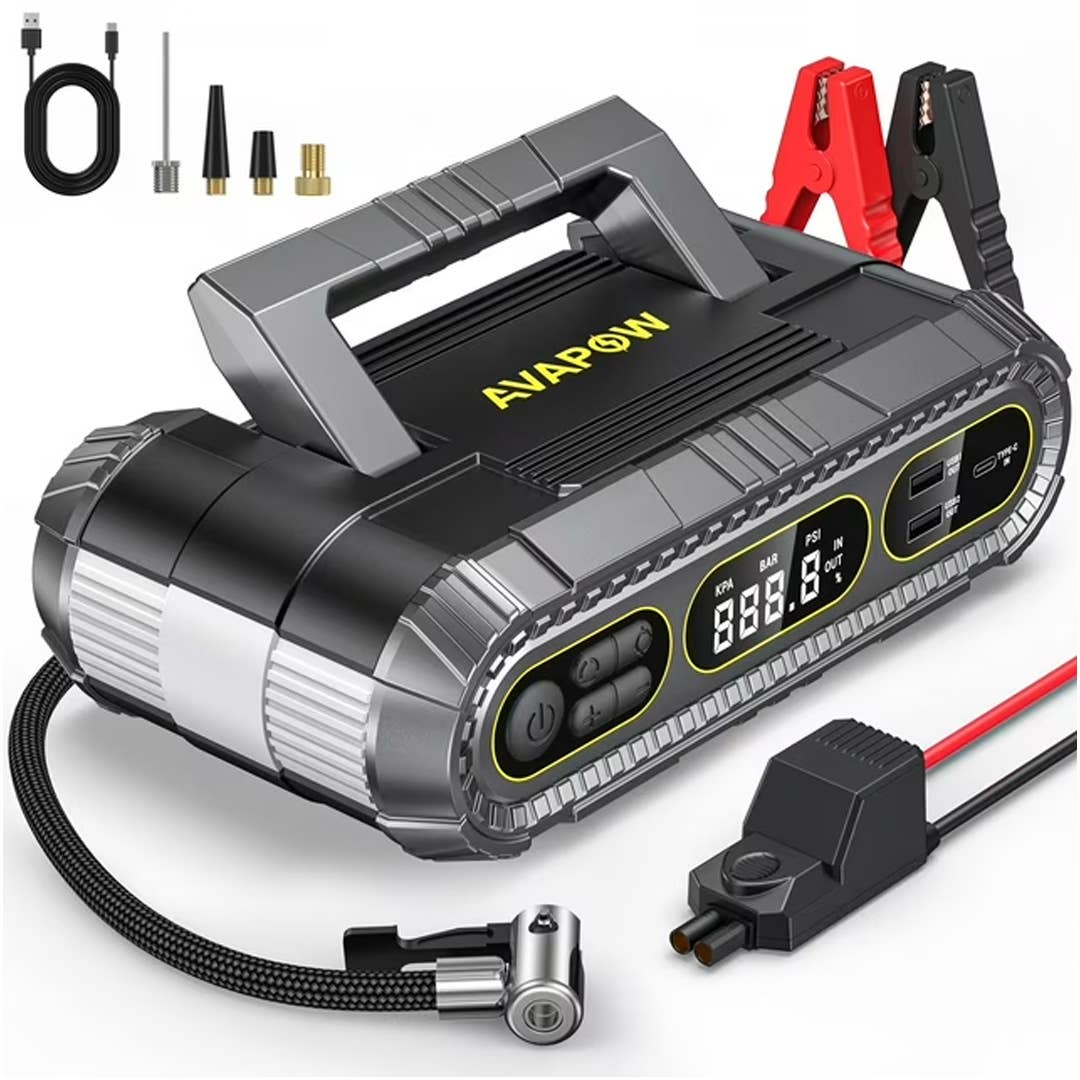The Avapow 2-in-1 Air Compressor + Jump Starter is on sale right now at Walmart
